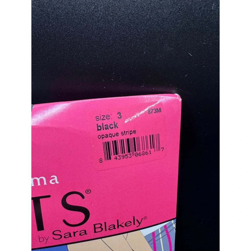 Assets by Sara Blakely Marvelous Mama Maternity Tights Black Opaque Stripe Sze 3